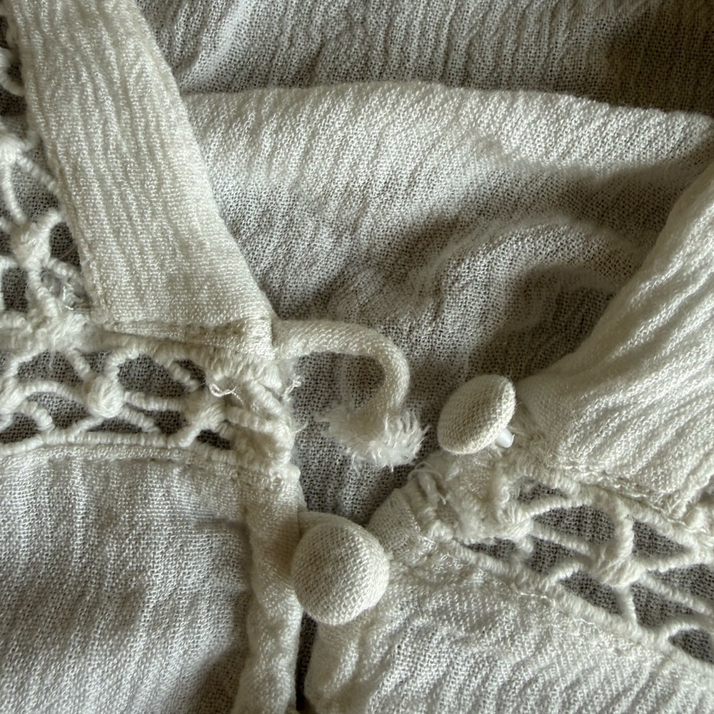 Free People Cream Lace Boho Romantic Button-Front Tunic - Picture 7 of 7